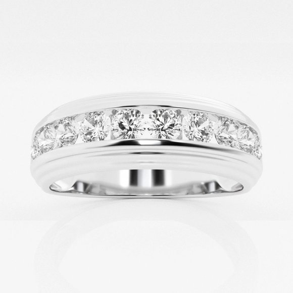 1 ctw Round Lab Grown Diamond Men's Channel Set Wedding Band - Picture 1 of 4